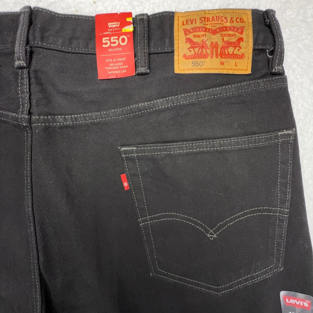 Levis 550 Relaxed Fit Tapered Leg Jeans Mens 42x34 Big & Tall Black 01550-0260